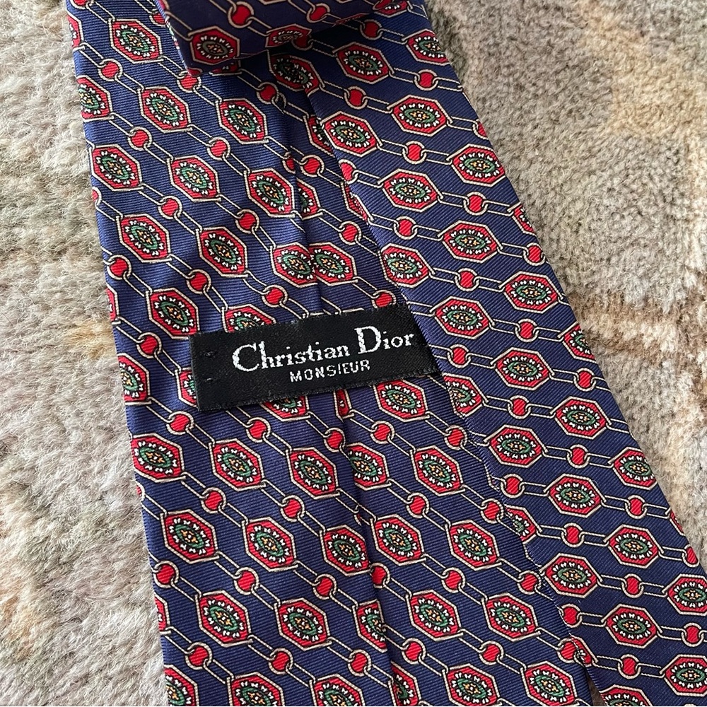 Dior 100% silk tie red and blue